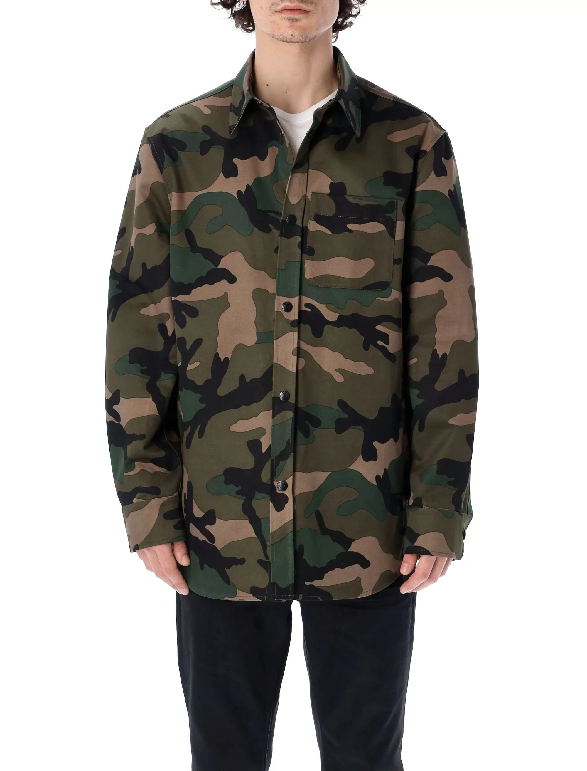 Valentino Camouflage Printed Long-Sleeved Overshirt