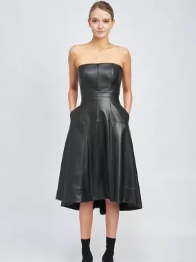 VERONICA FAUX LEATHER BUSTIER DRESS