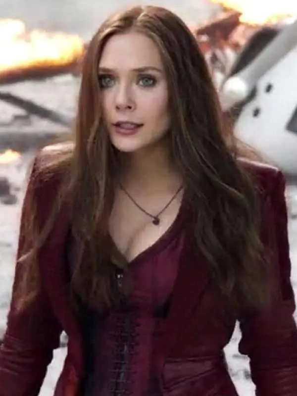 WandaVision Elizabeth Olsen Leather Coat - New American Jackets