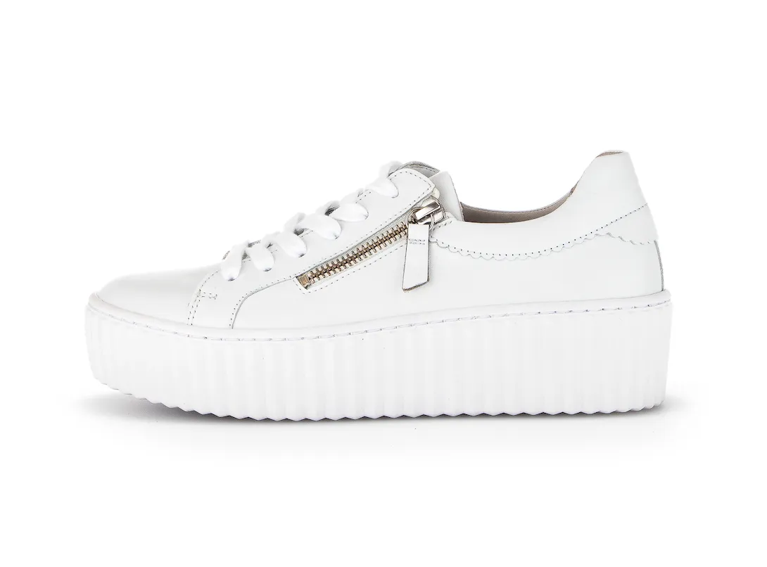 WOMEN'S GABOR 43.200.21 PLATFORM DOUBLE ZIP SNEAKER | WHITE