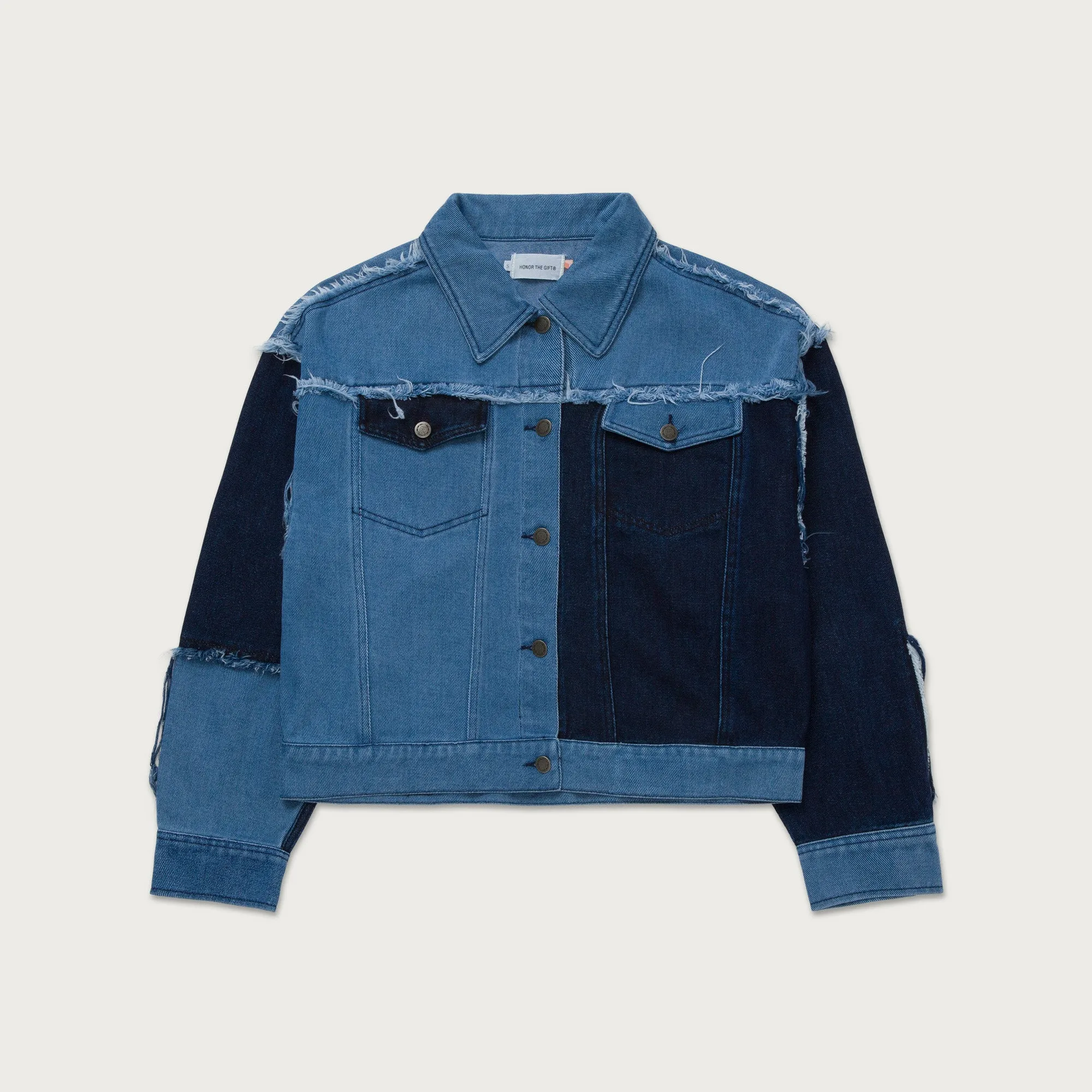 Womens Patch Work Denim Jacket - Indigo