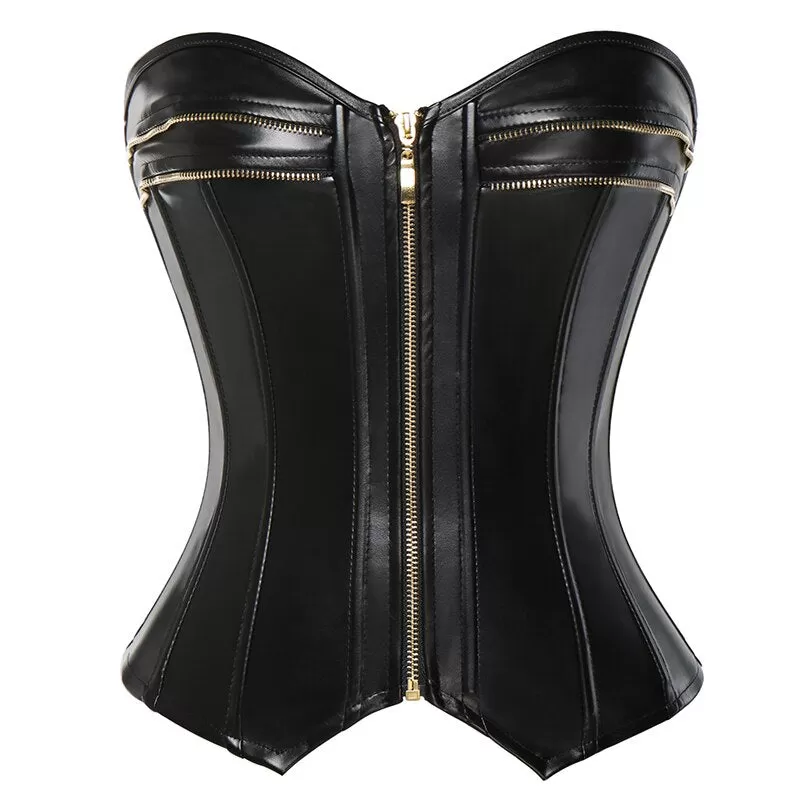 Wonder Goth Black Leather Bustier