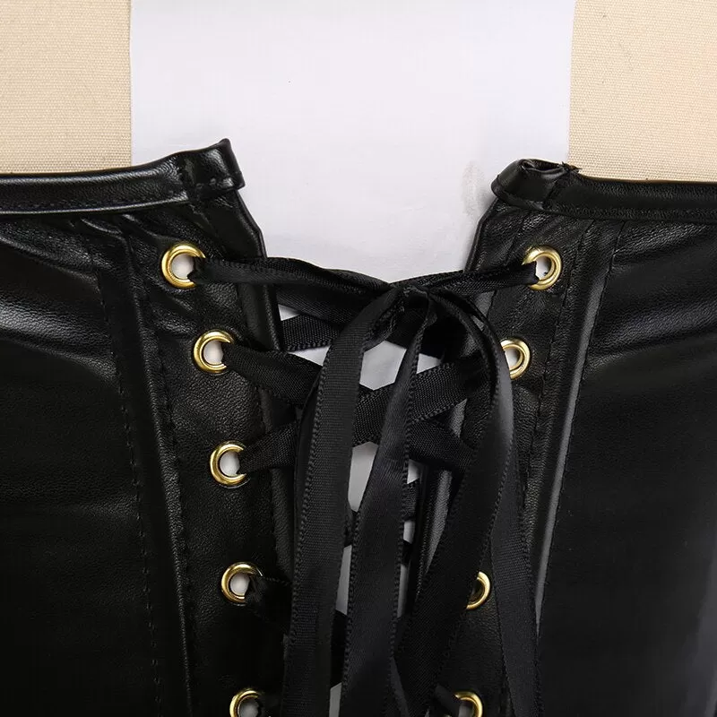 Wonder Goth Black Leather Bustier