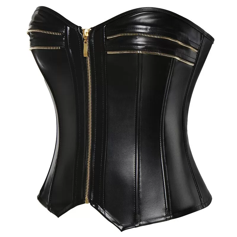 Wonder Goth Black Leather Bustier