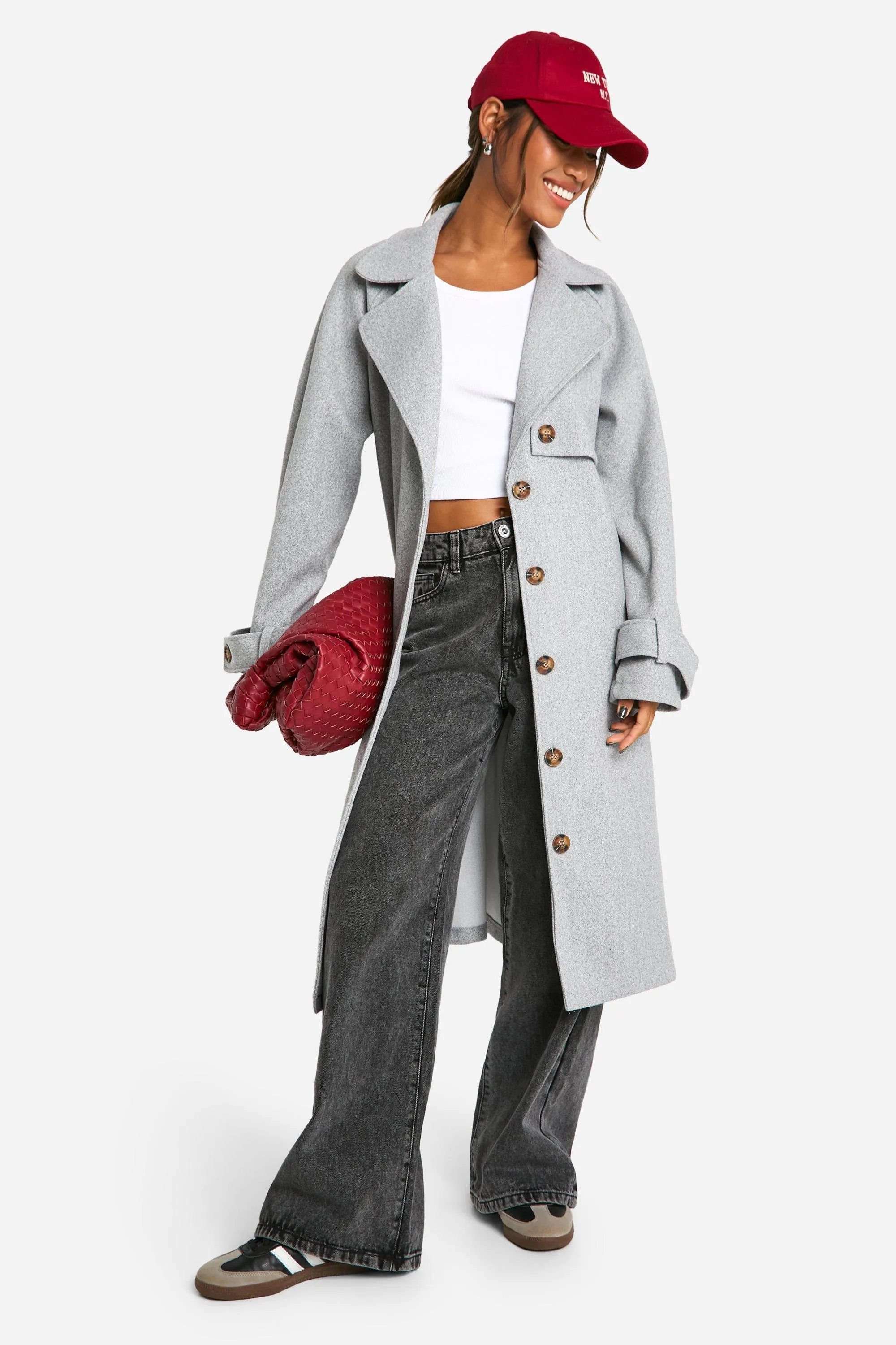 Wool Look Belted Coat