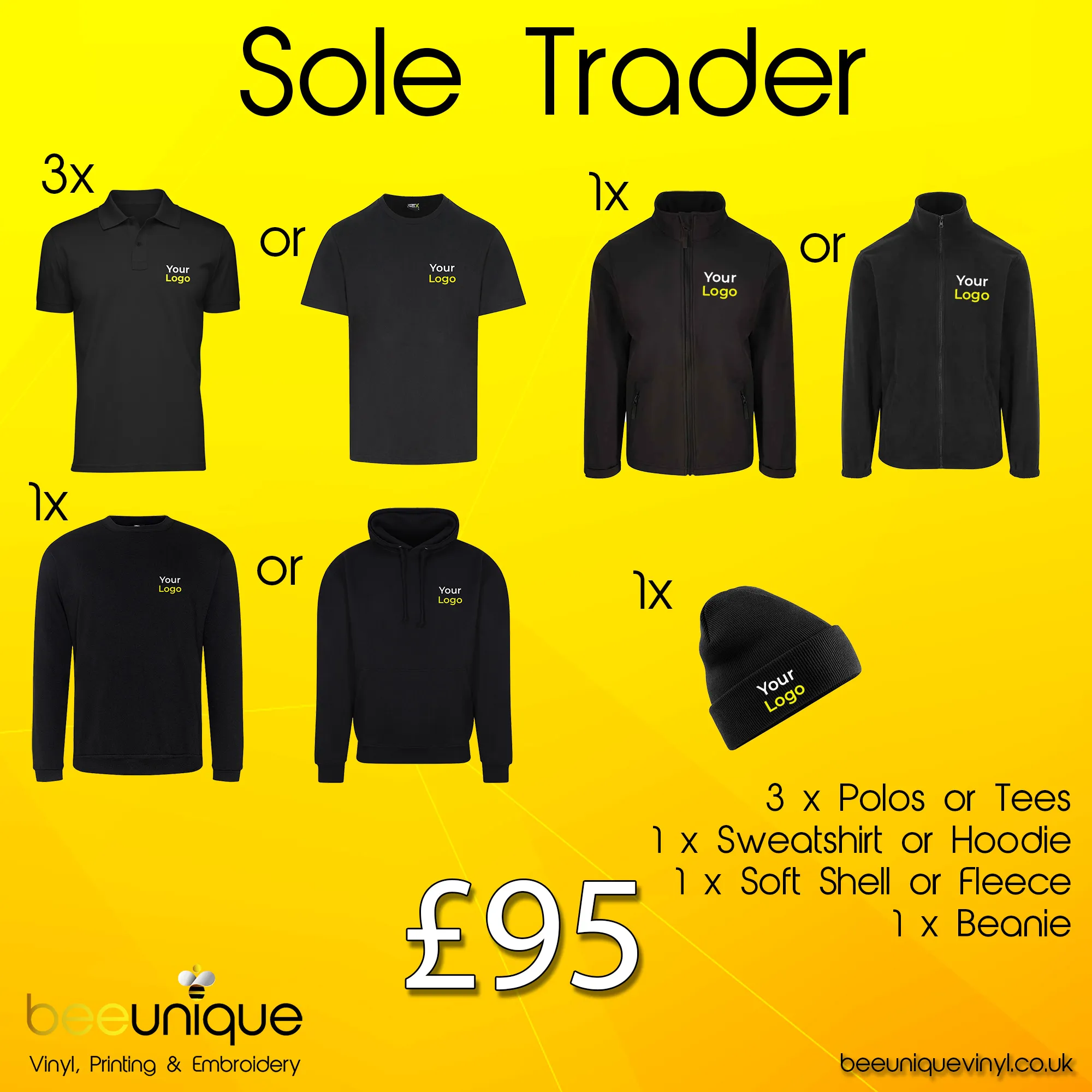 Workwear Bundle 45 - Sole Trader Bundle | Bee Unique | Polos, Hoodies & Softshell